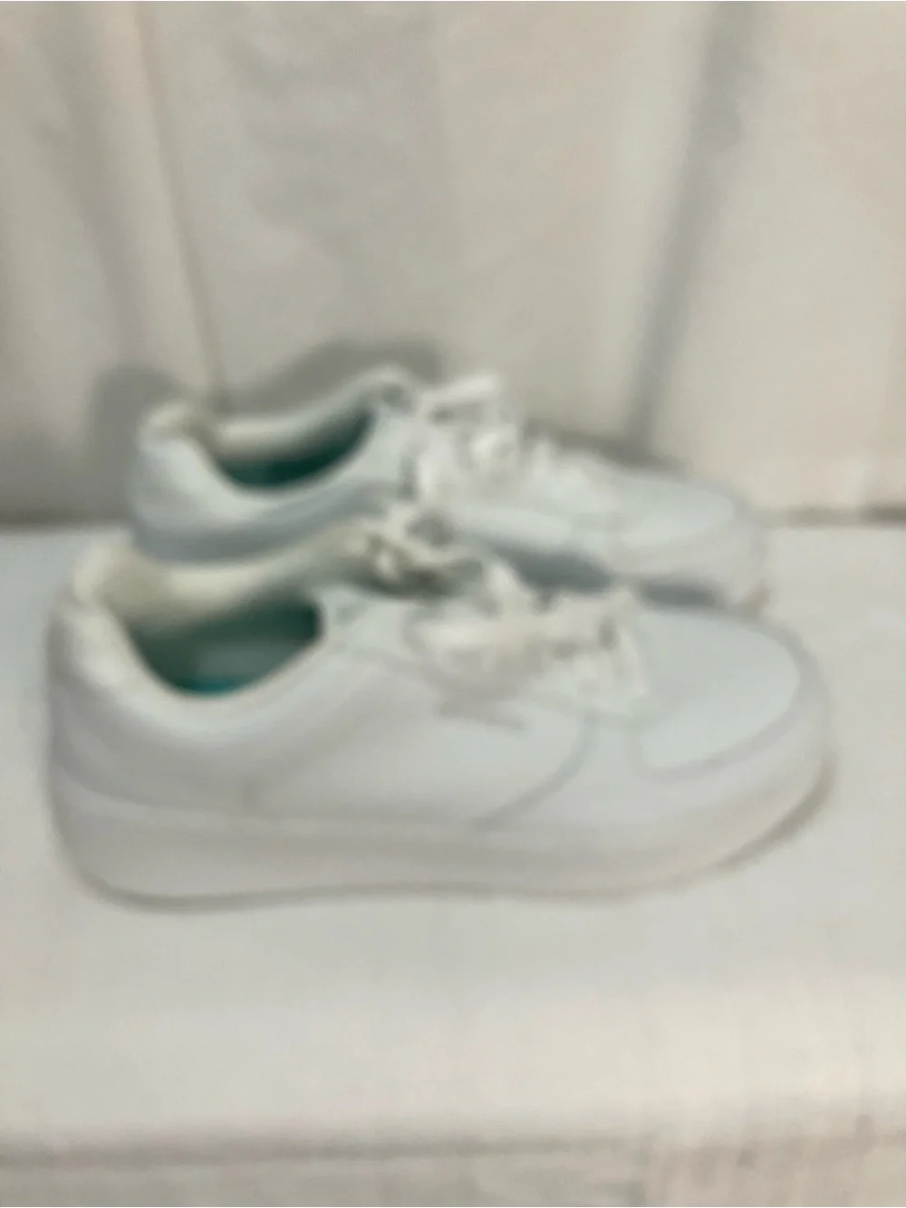 Skechers White Lace-Up Sneakers with Teal Insole
